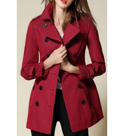 Burgundy Double Breasted Trench Coat