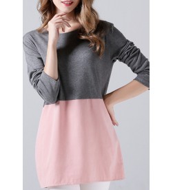 Grey and Pink Color Block Tunic