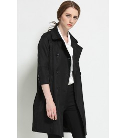 Black Pockets Double Breasted Trenchcoat