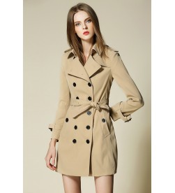 Beige Button Belted Trenchcoat