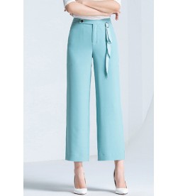 Blue Straight Ankle Pants