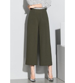 Olive Green Ankle Wide Leg Pants