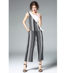 Black Striped Tank Top With Pants